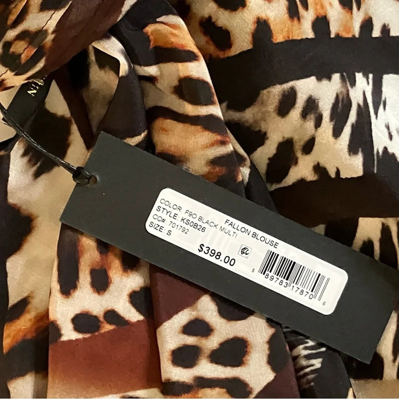 KOBI HALPERIN Fallon Mix Leopard Silk Blouse In Black Multi Small NWT - Picture 5 of 6